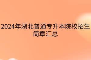 2024年湖北普通專升本院校招生簡(jiǎn)章匯總